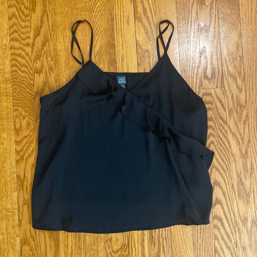Wild Fable New Black Tank Top Ruffle Size Large